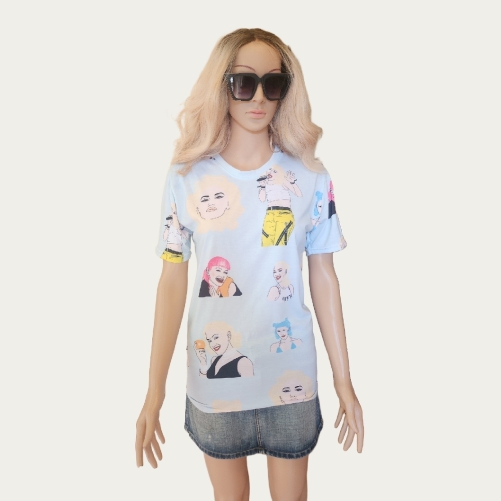 Y2K Rare Vanilla Swirl Gwen Stefani Tee, Sz S, EUC